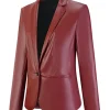 womens-burgundy-faux-leather-long-sleeve-blazer
