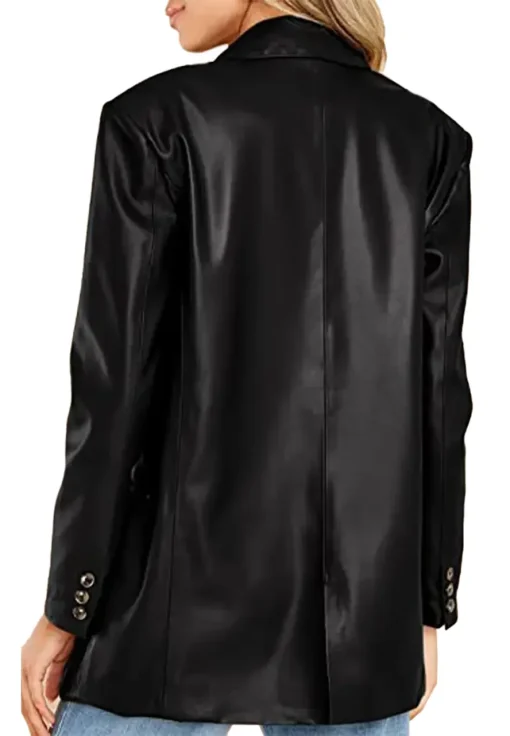 womens-button-down-black-faux-leather-blazer