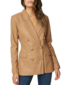 womens-double-breasted-brown-faux-leather-blazer