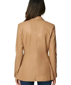 womens-double-breasted-brown-faux-leather-blazer