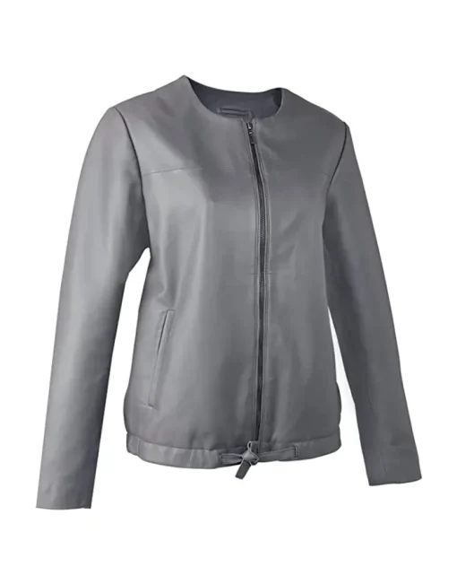 womens-grey-faux-leather-collarless-biker-jacket