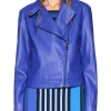 womens-lapel-collar-blue-faux-leather-jacket
