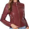 womens-maroon-faux-leather-zip-up-slim-fit-jacket
