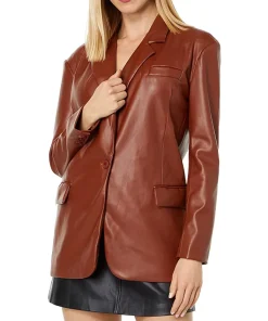 womens-oversized-brown-faux-leather-blazer