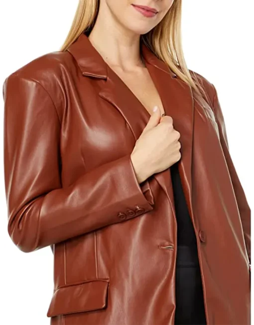 womens-oversized-brown-faux-leather-blazer