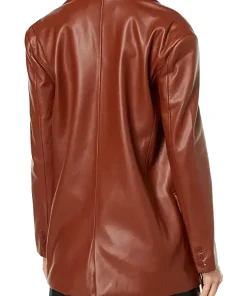 Alternative view of Women's Oversized Brown Faux Leather Blazer