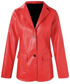 womens-oversized-red-faux-leather-blazer