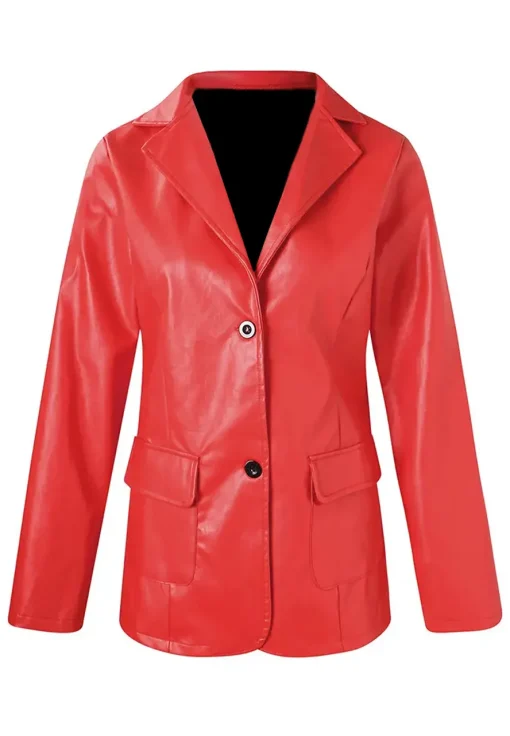 womens-oversized-red-faux-leather-blazer