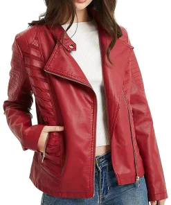 womens-red-faux-leather-casual-moto-jacket