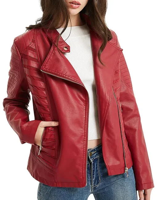 womens-red-faux-leather-casual-moto-jacket