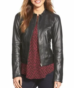 womens-round-neck-collar-black-faux-leather-biker-jacket