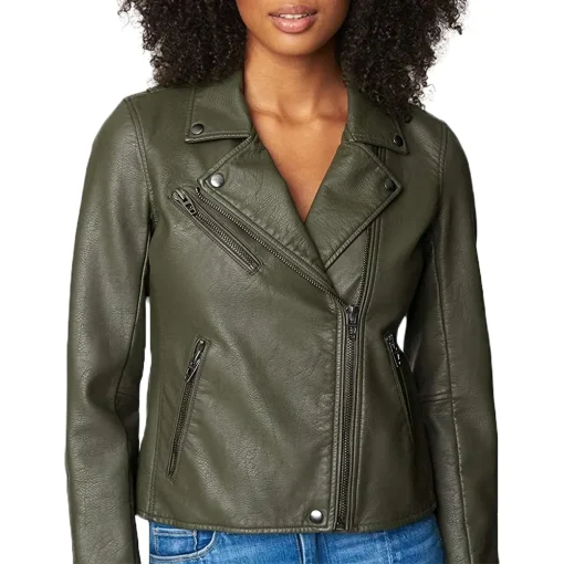 womens-semi-fitted-olive-green-faux-leather-jacket