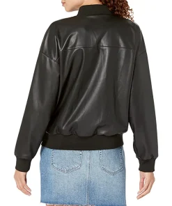 womens-slim-fit-black-faux-leather-bomber-jacket