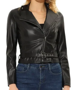 womens-slim-fit-zip-up-belted-black-faux-leather-jacket