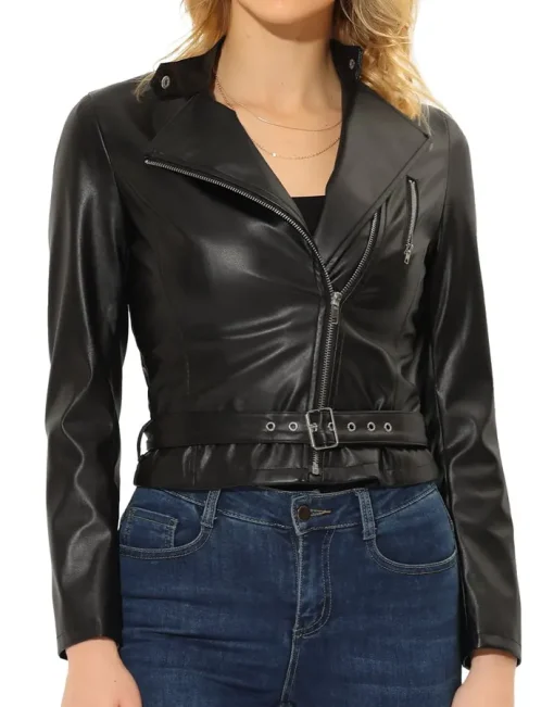 womens-slim-fit-zip-up-belted-black-faux-leather-jacket