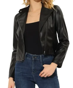 womens-slim-fit-zip-up-belted-black-faux-leather-jacket