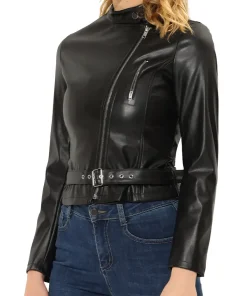 womens-slim-fit-zip-up-belted-black-faux-leather-jacket