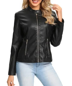 womens-snap-collar-black-faux-leather-jacket