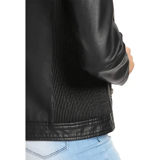 womens-snap-collar-black-faux-leather-jacket