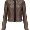 womens-stand-collar-cropped-coffee-brown-faux-leather-jacket