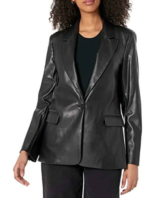 womens-trendy-black-faux-leather-blazer