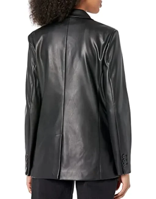 womens-trendy-black-faux-leather-blazer