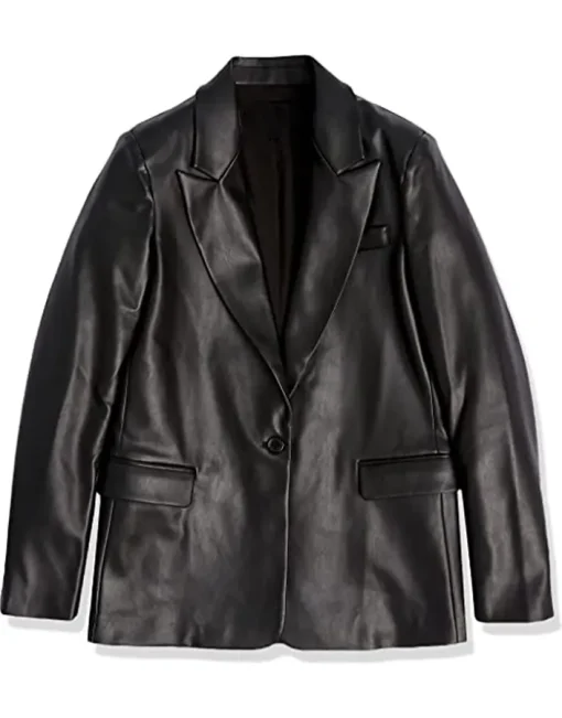 womens-trendy-black-faux-leather-blazer