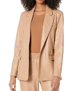 womens-trendy-camel-faux-leather-blazer