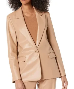 womens-trendy-camel-faux-leather-blazer