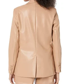 womens-trendy-camel-faux-leather-blazer