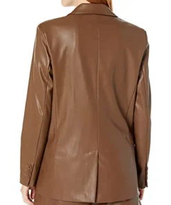 womens-trendy-coffee-brown-faux-leather-blazer