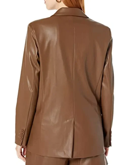 womens-trendy-coffee-brown-faux-leather-blazer