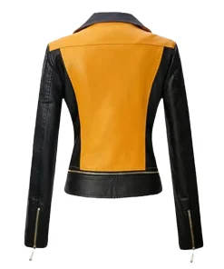 womens-yellow-and-black-faux-leather-moto-jacket