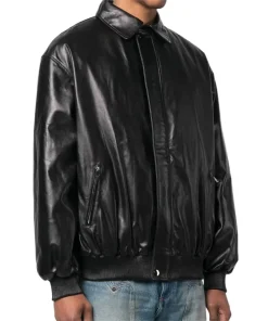 mens-black-faux-leather-biker-bomber-jacket