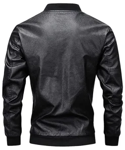 mens-black-faux-leather-motorcycle-bomber-jacket
