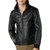 mens-casual-black-faux-leather-bomber-jacket