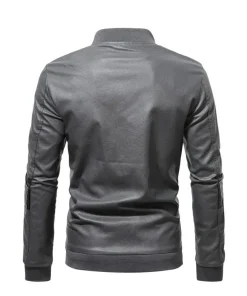 mens-gray-faux-leather-paneled-zip-bomber-jacket