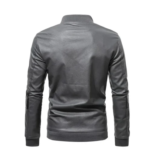 mens-gray-faux-leather-paneled-zip-bomber-jacket