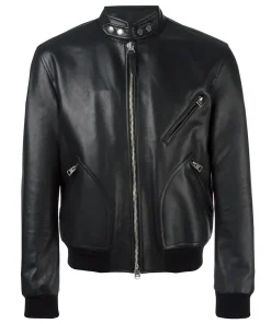 mens-military-black-faux-leather-bomber-jacket