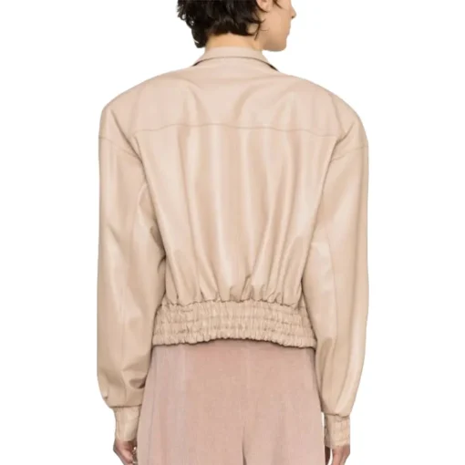 womens-beige-faux-leather-bomber-jacket
