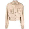 womens-beige-faux-leather-bomber-jacket
