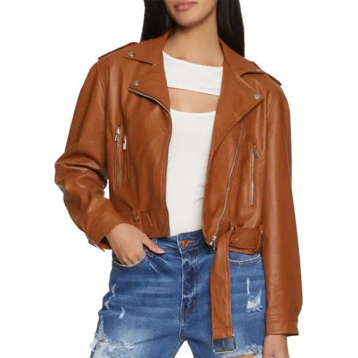 womens-belted-brown-faux-leather-jacket