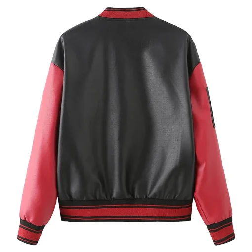 womens-black-and-red-faux-leather-bomber-jacket