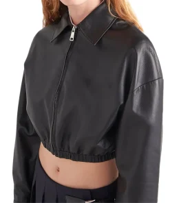 womens-black-cropped-faux-leather-bomber-jacket