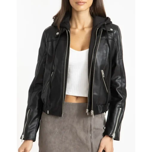 womens-black-faux-leather-bomber-jacket-with-removable-hood