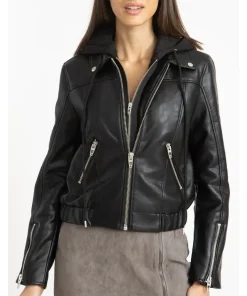 womens-black-faux-leather-bomber-jacket-with-removable-hood