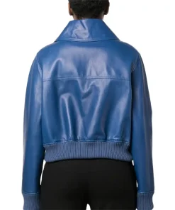 womens-blue-faux-leather-bomber-jacket