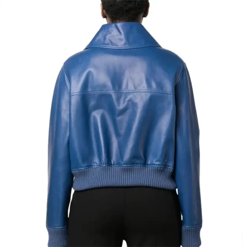 womens-blue-faux-leather-bomber-jacket