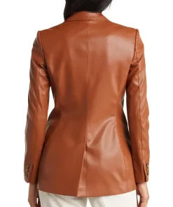 womens-brown-faux-leather-blazer