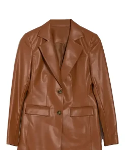 womens-brown-faux-leather-blazer